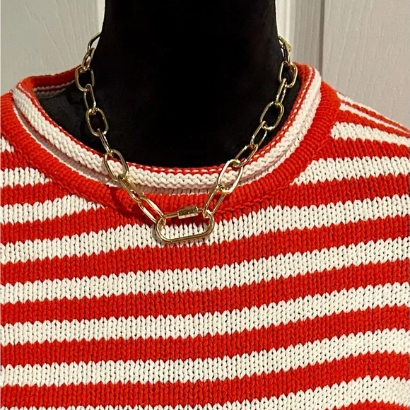 a new day Red and White Knit 100% Cotton Roll-Neck Sweater - Picture 6 of 6